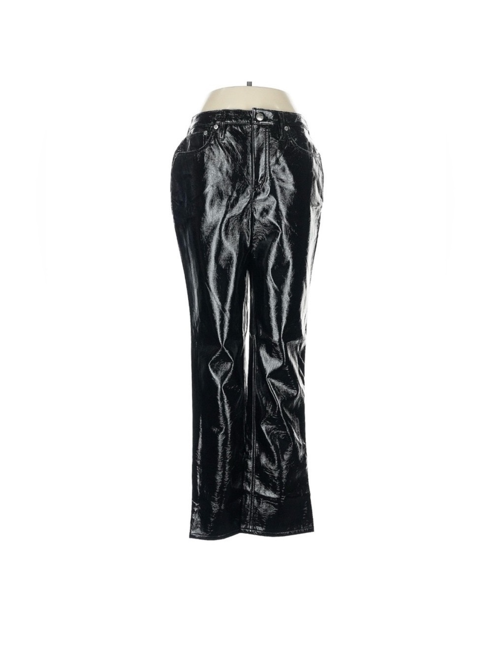 J.Crew Collection Faux Leather Pants High Rise Demi Boot Crop Black Size 28 NWT - Picture 2 of 10